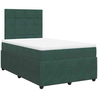 vidaXL Cama Box Spring Con Colch&oacute;n Terciopelo Verde Oscuro 120x200 Cm Vidaxl