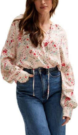 Lily And Lionel Rosetti Billowy Sleeves Print Blouse in Red at Nordstrom, Size 12