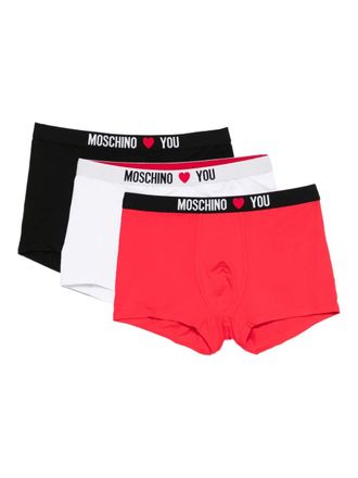 Moschino Drie boxershorts met logoband - Rood