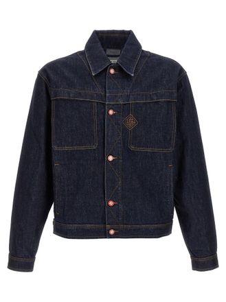 Casablanca Blue Solid Shirt Collar Jacket