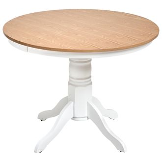 Beliani Beliani - Mesa De Comedor Redonda Vintage Retro Con Pedestal &Oslash; 100 Cm De Madera Clara De Fresno Akron