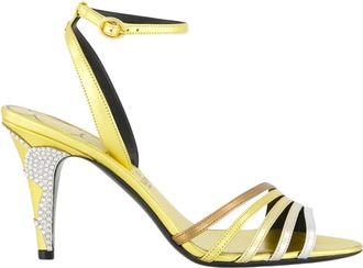 Valentino Garavani Kristalversierde Gouden Sandaal - Dames - Sandalen met hakken - Geel - 37 EU - Leer - Schoenen