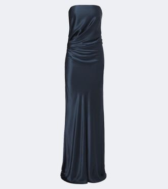The Sei Draped silk charmeuse bustier gown