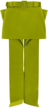 Self Portrait Satin Strik Mini Rok - Dames - Korte rokken - Groen - 2XS - Polyester - Rokken