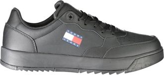 Tommy Hilfiger Sportieve Zwarte Veterschoenen met Print Logo - Heren - Sneakers - Zwart - 45 EU - Schoenen