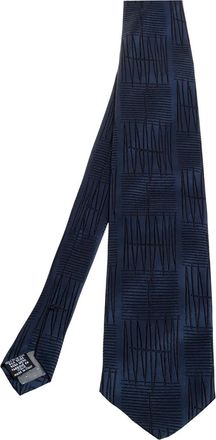 Gianfranco Ferre Gestreepte stropdas met zigzag borduurwerk - Blauw