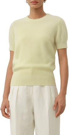 LilySilk Brushed Cashmere Short-Sleeve Sweater in Lemon Yellow at Nordstrom, Size X-Large