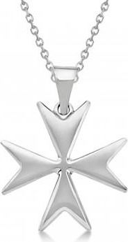 Allurez Maltese Cross Pendant for Men or Women Crafted from 14K White Gold