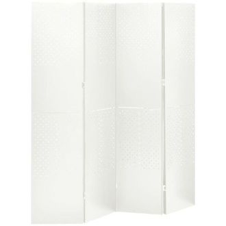 vidaXL Biombo Divisor De 4 Paneles Acero Blanco 160x180 Cm Vidaxl