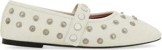 Stella McCartney Ballerinas met studs - Dames - Ballerinas - Wit - 37 EU - Polyester - Schoenen