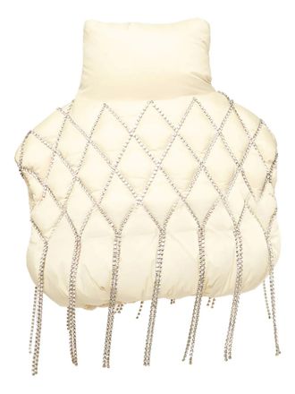 Area x Dingyun Zhang crystal-embellished down gilet - women - Nylon - M - Neutrals