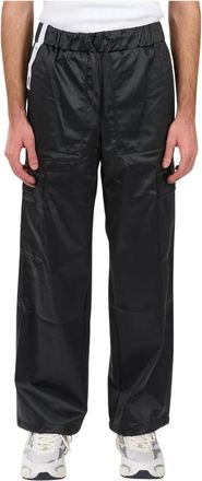 Rains Wijde cargobroek met verstelbare manchetten - Heren - Straight fit broeken - Zwart - L - Polyester - Broeken