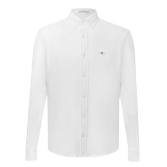 GANT Mens Pique Regular Long-Sleeved Shirt (White) Cotton - Size Large