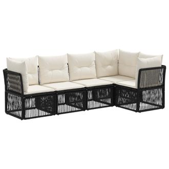 vidaXL Conjunto De Sof&aacute;s De Jard&iacute;n 5 Uds. 5 Plaza Negro Vidaxl