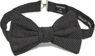 Giorgio Armani Zijden vlinderdas met stippen - Zwart