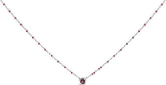 House of Brilliance Sterling Silver Rhodolite Enamel Bead Chain Necklace 18 Inch