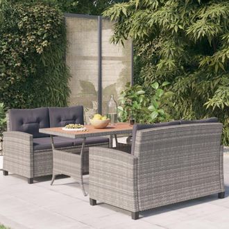 vidaXL Set Comedor De Jard&iacute;n 3 Pzas Rat&aacute;n Sint&eacute;tico Y Madera De Acacia Vidaxl