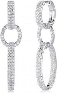 Allurez Lab Grown Diamond Oval Hoop Drop Earrings 14K White Gold (2.59ct)