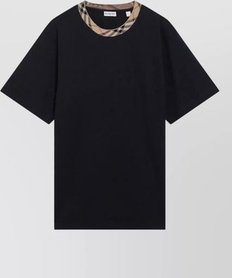 Burberry t shirt featuring check neckline and trims
