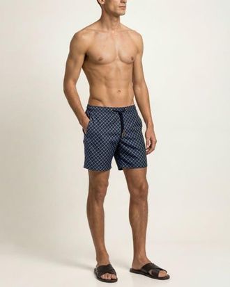 Orlebar Brown Bulldog Drawcord Printed Tessoro Swim Shorts in Lago Blue at Nordstrom, Size 38