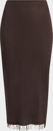 The Row Indira Lace-Trim Rib Midi Pencil Skirt