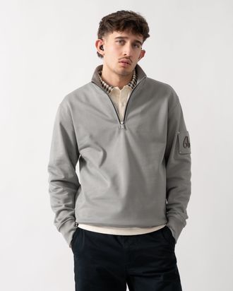 Moose Knuckles Mens Hartsfield 1/4 Zip Sweatshirt Quarter Zip in Grey Cotton - Size Medium