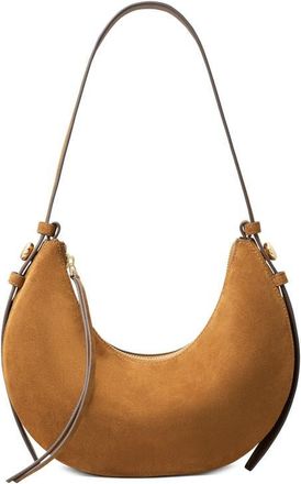 Tory Burch Romy Suede Half Moon Shoulder Bag in Caramel at Nordstrom