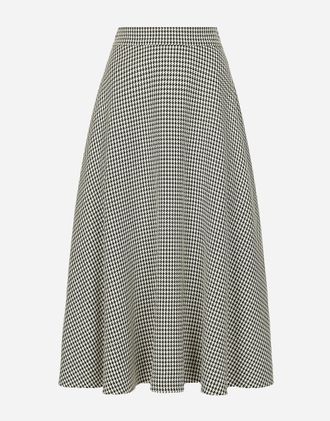 Dolce & Gabbana Calf-length Wool Houndstooth Circle Skirt - Woman Skirts Multicolor 38