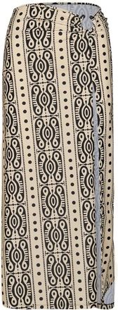 Johanna Ortiz Nuevo Destino midi-rok met print en split - Beige