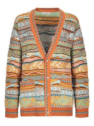 Laneus V-neck cardigan - men - Polyamide/Alpaca Wool/Polyacrylic/Wool/Viscose/Spandex/Elastane - 54 - Orange