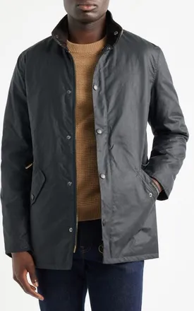 Barbour Prestbury Waxed Cotton Jacket in Navy at Nordstrom, Size Large