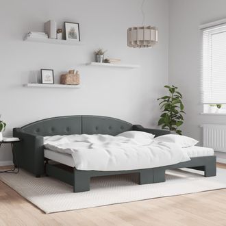 vidaXL Sof&aacute; Cama Nido Con Colch&oacute;n Tela Gris Oscuro 100x200 Cm Vidaxl