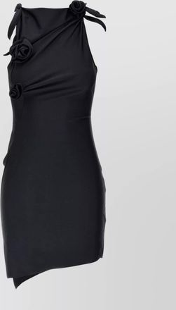 Coperni asymmetric cutout floral-appliqu&eacute; mini dress