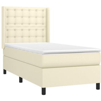 vidaXL Vidaxl - Cama Box Spring Y Colch&oacute;n Led Cuero Sint&eacute;tico Crema 90x200 Cm