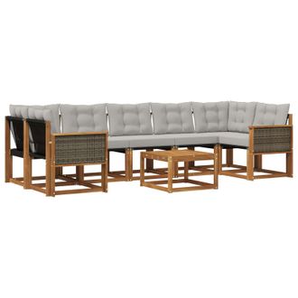 vidaXL Conjunto De Sof&aacute;s De Exterior 8 Pcs Natural Y Gris Claro Vidaxl