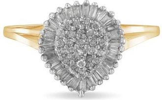 House of Brilliance 10K Gold 1/2 Cttw Diamond Domed Pav&eacute; Cluster Halo Cocktail Ring in Yellow Gold at Nordstrom, Size 4.25