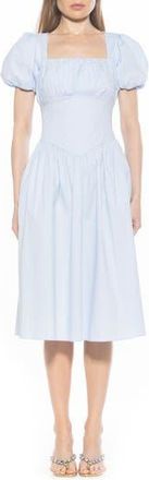 Alexia Admor Jessi Puff Sleeve Midi Dress in Halogen Blue at Nordstrom Rack, Size 12
