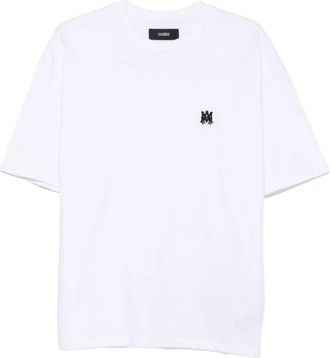 Amiri Witte Crewneck Geborduurd Logo Katoenen T-shirt - Heren - T-shirts - Wit - S - Katoen - Tops