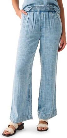 Faherty Dream Organic Cotton Gauze Wide Leg Pants in Light Indigo Wash at Nordstrom Rack, Size Small