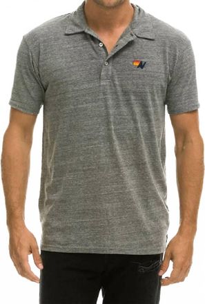 Aviator Nation Logo Polo Shirt In Heather Grey