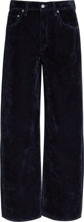 A Gold E Agolde Low Curve Barrel-leg Velvet Jeans - Navy - 27 (W27 / UK8-10 / S)