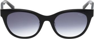 Abercrombie & Fitch 52mm Gradient Cat Eye Sunglasses in Shiny Black /Gradient Smoke at Nordstrom