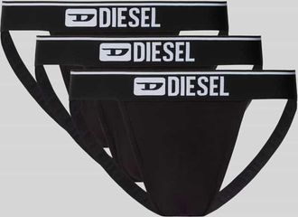 Diesel Jockstrap mit elastischem Label-Bund Modell UMBR im 3er-Pack in Black, Größe XXL