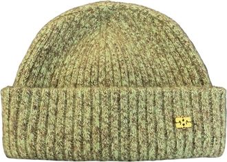 Ganni Melange Brushed Beanie - unisex - Hoeden - Groen - ONE Size - Wol - Accessoires