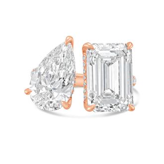 Diana M. Jewels 18KT ROSE GOLD 2 STONE LAB GROWN DIAMOND FASHION RING WEIGHING 8.00 CTS TW