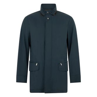 Moorer Single-Breasted Coats, male, Blue, Size: M Padded Jacket