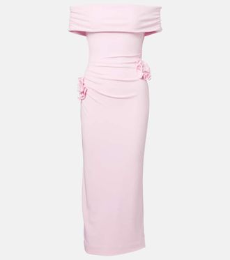 Roland Mouret Floral-appliqu&eacute; jersey midi dress
