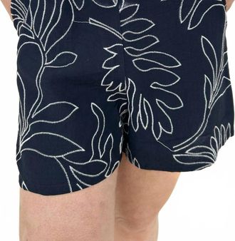 THML Clothing Marina Embroidered Botanical Shorts In Black