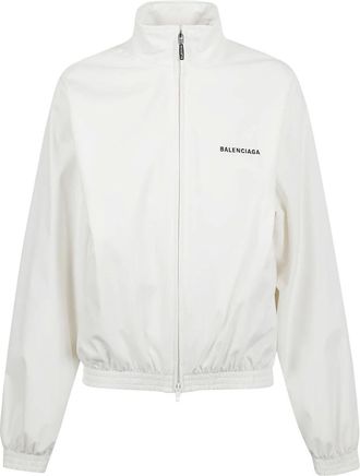Balenciaga Light Jackets, female, White, S, Logo Sports Jacket