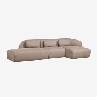Sklum Sof&aacute; Modular Chaise Longue Derecho De 3 Piezas Con Div&aacute;n Izquierdo En Chenilla Coquette Sklum